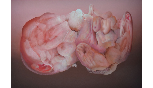 Mímesis (impresión sobre papel intervenida con óleo)